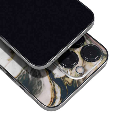 Copper and Black Marble Ink iPhone 14 Pro Skin